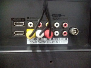 backside of 32LN5100 TV showing how connect component video