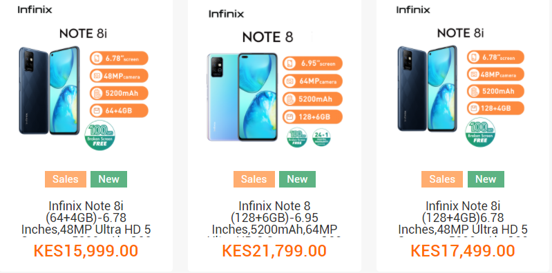 Infinix Note 8 variations and price in Kenya